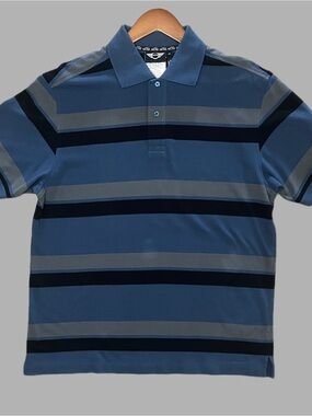 MINI ‘Cooper’ Men’s y2k Striped Short-Sleeve Polo Shirt Size Medium